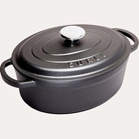 Resim Sürel Oval Tencere Siyah 23x29 CM 