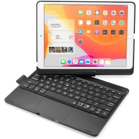 Resim Ipad Air 2 Ve Air 1 / Pro 9.7 Inç Ve 2017 Ipad & 2018 Rgb Işıklı Bluetooth Klavye Kılıf 