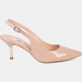 Resim Desa Kadın Ten Slingback Sivri Burunlu Rugan Deri Stiletto 