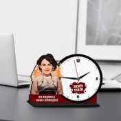 Resim Kadın Sumo Güreşçisi Karikatürlü MDF Masa Saati 
