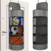 Resim 1 Adet Spor Ekipmanları Saklama Çantası, Kapı Üstü Asılı Saklama Çantası, Fermuarlı Spor Ekipmanları Düzenleyici, Basketbol Futbol Voleybol Raketi Için, Büyük Kapasiteli Oyuncaklar Saklama Sepeti, Alan Tasarrufu 
