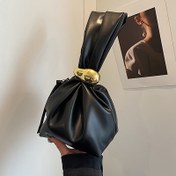 Resim Kadınlar için Retro Suni Deri Dumpling Niche El Çantası, Fermuarlı Moda Düğmeli Kol Askılı Çanta, Polyester Astar, Sentetik Suni Deri Malzeme, Beyaz/Siyah/Burunlu/Kahverengi Renk Seçenekleri 