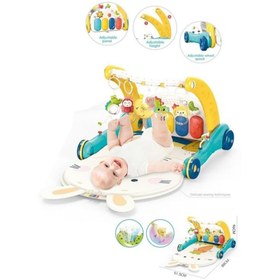 Resim NW NessiWorld BIB6015 -Vardem Piyanolu 2 in 1 Bebek Yürüteci ve Tavşan Desenli Mavi Oyun Halısı 