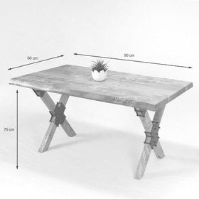 Resim Doğal Ağaç Masif Kütük Masa Yemek Masası (Ağaç Ayak) 60cm x 90cm 