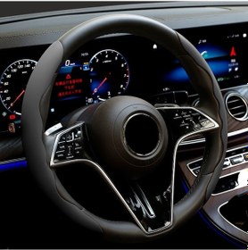 Resim 38cm Sıvı Silikon Ter Emme Anti-sıdlı Araç Direksiyon Kapağı Siyah 1 Adet 