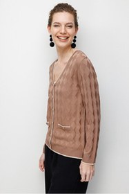 Resim Desen Kadın Ceket 26YDSN26360 - Mocha / XL 