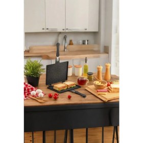 Resim Döküm Tost Makinesi, Siyah, Ocak Üstü, Pratik ve Lezzetli Tostlar Için 