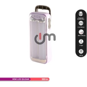 Resim Ack 20 LED Şarj Edilebilir Iki Kademeli Işıldak 