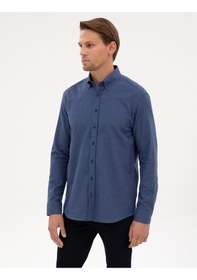 Resim Pierre Cardin Erkek İndigo Gömlek Desenli 50311380-vr028 İndigo 