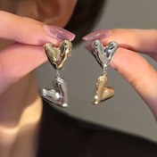 Resim Glossy Heart Design Dangle Küpe Şık Bling Bling Tarzı Alaşım Takılar Sevgililer İçin Zarif Hediye 