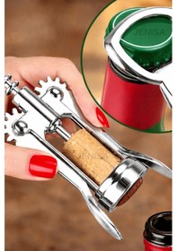 Resim Profesyonel Pratik Çelik Tirbuşon - Mantar Ve Kapak Açacağı Gri 