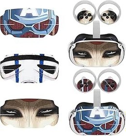 Resim Geekria VR Başlık ve Kontrol Cihazı Sapı Kaplaması Meta Quest 2 ile Uyumlu Koruyucu Kılıf, Koruyucu Dayanıklı Çizilmeye Dayanıklı Karikatür Çıkartma 