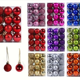 Resim Sınır Ötesi Sıcak Fırsat 24 Adet Noel Topu Noel Ağacı Süsleri Glitter Mat Glitter Top Her Bir 8 Karışık Plastik Noel Renkli Top Küçük Kolye, Noel İçin En İyisi 