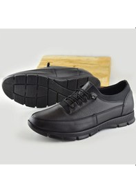 Resim 325a Tam Ortopedik Topuk Masajlı Taban Erkek Ayakkabı Hakiki Deri Mevsimlik Ayakkabı Siyah 