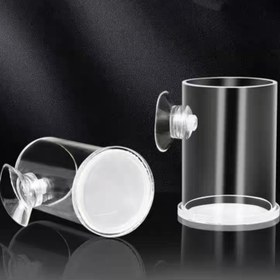 Resim 1 adet AquaDelight Akrilik Balık Yemleme Tüpü Betta, Guppy için - Şeffaf Tank Besleyici Karides Larvaları için, Yüzen Balık Yem Dispenseri, Pil Gerektirmez 