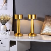 Resim 2 Adet Metal Masa Lambası, Retro Dokunmatik Şeritli LED Şarj Edilebilir 3 Renk Kontrollü ve 3 Parlaklık Seviyeli Dekoratif Gece Işığı, Yatak Odası, Ofis veya Restoran Aydınlatması için Tasarruflu Göz Koruma, Harika Hediye Fikri 