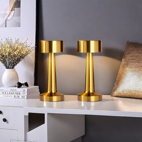 Resim 2 Adet Metal Masa Lambası, Retro Dokunmatik Şeritli LED Şarj Edilebilir 3 Renk Kontrollü ve 3 Parlaklık Seviyeli Dekoratif Gece Işığı, Yatak Odası, Ofis veya Restoran Aydınlatması için Tasarruflu Göz Koruma, Harika Hediye Fikri 