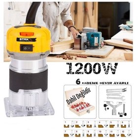 Resim Staxx Pro Devir Ayarlı 1200W Formika Traşlama Freze Makinesi 6Mm 