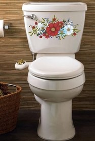 Resim Kırmızı Beyaz Mavi Güller Klozet Sticker Banyo Sticker 