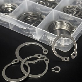 Resim 225 adet C-Klips Harici Tutma Halkası Kiti 15 Boyut 304 Paslanmaz Çelik Klipsler Mil Çeşitleri Kiti M3-M25 Paket Seti 