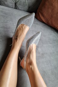 Resim Topukla Footwear 036 1313 Topukla Kadın Taşlı Alçak Topuklu Stiletto Abiye Ayakkabı 