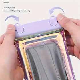 Resim Dokunmatik Fonksiyonlu, Hafif ve Su Geçirmez Plastik Kuru Çanta ile Yüzen Lazer Su Geçirmez Telefon Kılıfı, Kordonlu - Pürüzsüz Yüzey Bitişiği ile. Telefonunuzu, Kulaklıklarınızı, Nakitlerinizi, Pasaportunuzu ve Belgelerinizi Suya, Kumaya, Karaya ve Tozdan Korur, Plaj, Yüzme, Tekne, Kano ve Yürüyüş için Uygun Durumdadır. 