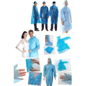 Resim Unisex Yağmurluk Kapüşonlu Gevşek Basit Uzun Kollu Tek Kullanımlık Olmayan Yağmurluk Şeffaf Ince Pro 