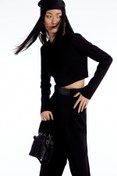 Resim Rue Uzun Kollu Siyah Crop Bluz 