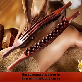 Resim 1 Adet 65 Boncuklu Üç Sıra Rulo Çubuk, Gua Sha Aleti ve Masaj Çubuğu - Tüm Vücut Kullanımı için Kas Şekillendirme, Sırt, Boyun, Eller, Bacaklar, Bel; Antrenman Sonrası Rahatlama Masaj Aleti 