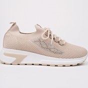 Resim Muggo Martha Kadın Kalın Taban Günlük Triko Taşlı Bağcıklı Sneaker Spor Ayakkabı 