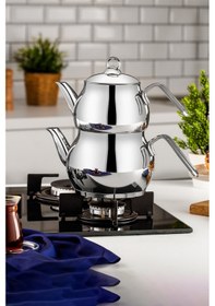 Resim Polochef Nostaji Çaydanlık 18/10 Paslanmaz Çelik Orta Boy Gümüş 