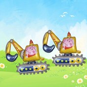 Resim Doğum Günü Süslemeleri ve Ev Dekorasyonu için 2 Adet Peppa Pig Desenli İnşaat Kamyonu Folyo Balon Seti - Çimento Kamyonu ve Ekskavatör Şekilli Balonlar 