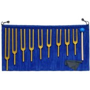 Resim Willowhaven 9 Parça Altın Renk Çanta Tuning Fork Set Kulak Temizleme Meditasyon Aracı 