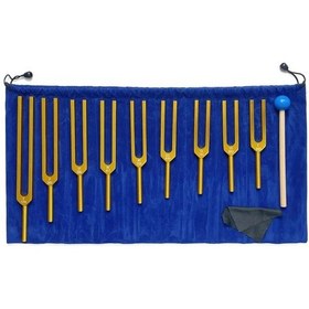 Resim Willowhaven 9 Parça Altın Renk Çanta Tuning Fork Set Kulak Temizleme Meditasyon Aracı 