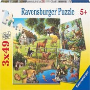 Resim Ravensburger 3x49 Parça Puzzle Kır Evi ve Hayvanlar 092659 