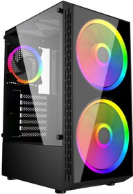 Resim IZOLY Esir 2x Argb(18cm) 1x Argb(12cm) Fanlı Usb 3.0 Temperli Cam Atx Oyuncu Kasası 