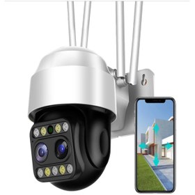 Resim PASACO Çift Lensli 360 Dönen Kablosuz Wifi Ip Kamera Speed Dome 1080p 3mp Gece Görüşlü Hareketli Dış Mekan 