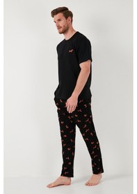 Resim Buratti Pamuklu Regular Fit Kısa Kollu Erkek Pijama Takımı 6572012 Siyah 