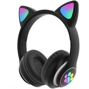 Resim Torima Siyah Kedi Kulak Üstü Kablosuz Bluetooth Kulaklık Stn-28 