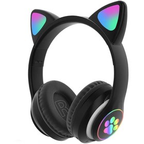 Resim Torima Siyah Kedi Kulak Üstü Kablosuz Bluetooth Kulaklık Stn-28 