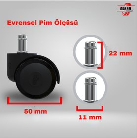 Resim Genel Markalar Ofis Koltuk Sandalye Tekerleği 50 Mm Pimli 5 Adet 