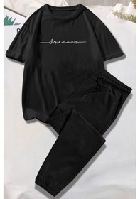 Resim Uyguntarz Unisex Dreamer Baskılı Eşofman Takımı Siyah 