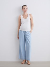Resim LC Waikiki Indigo Karın Panelli Wideleg Hamile Jean Pantolon 