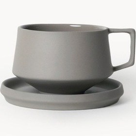 Resim Lumière Grey Duble Türk Kahvesi Fincanı Limoges Fransız Porseleni, 120 Ml Gri 