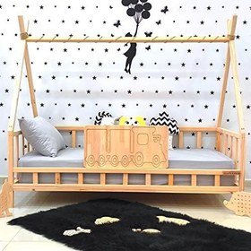 Resim Montessori Yatak Ahşap Karyola Çocuk ve Bebek Beşiği Tren 80X180 