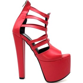 Resim Kindep Yüksek Topuklu (18 Cm) Platform (7 Cm) Kadın Ayakkabı Kırmızı 
