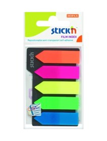 Resim Stickn Indeks 45x12mm Neon 5 Renk Ok Yapışkanlı Film Ayraç 25 Yaprak 4 Paket 