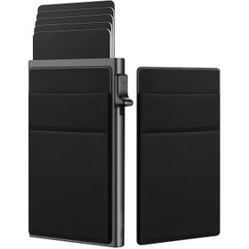 Resim Erkekler için RFID Engelleme Özellikli Cüzdan ve Bozuk Para Yuvası - Şık Siyah Minimalist Kredi Kartı Tutucu, Günlük Kullanım İçin Kompakt Tasarım, Güvenli RFID Cüzdan | Şık Cüzdan Tasarımı | Dayanıklı Dış Yüzey, Küçük Cüzdan 