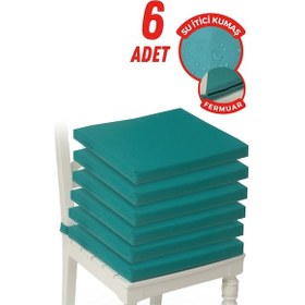 Resim 4'lı Sandalye Minderi Su İtici Kumaş 40x40 Cm Sünger Sandalye Minderi Bağcıklı Mavi 