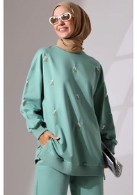 Resim Mihran Butik Kadın Mint Yeşili Mevsimlik Penye Alt Üst Spor Ve Rahat Ikili Tunik Pantolon Şık Tesettür Takım Mint Yeşili 
